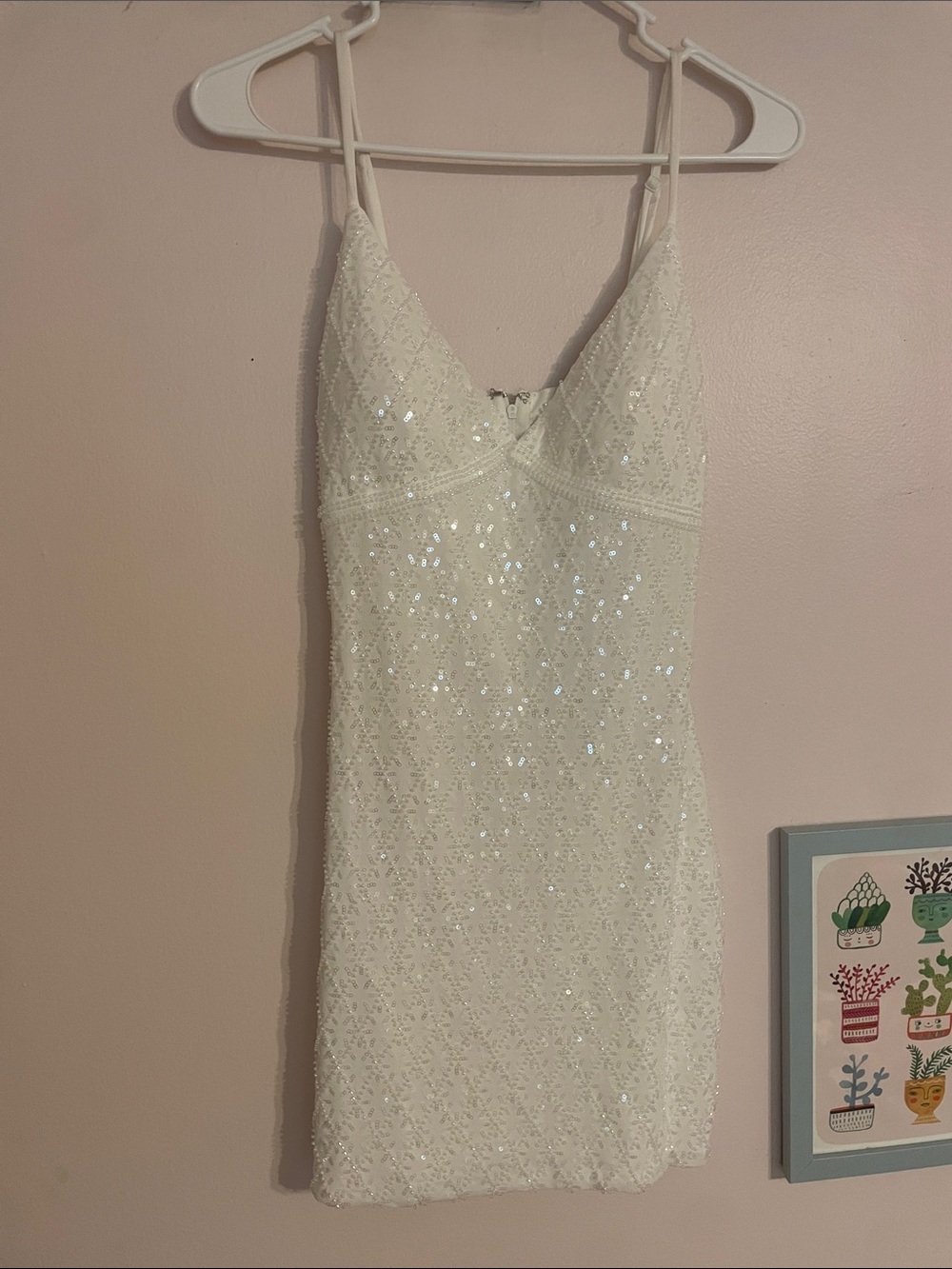 Windsor White sequin embellished mini dress size small.